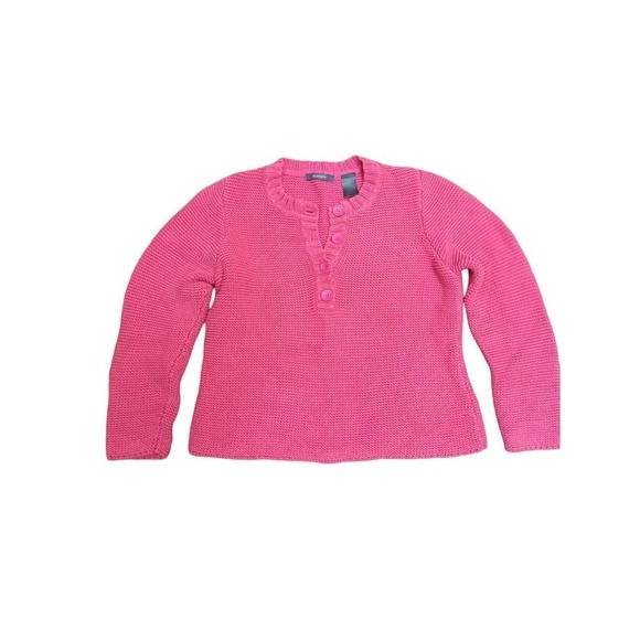 Liz Claiborne Women Petite M Pink Sweater Thick Chunky Knit Button Collar - Picture 1 of 6